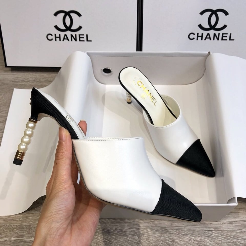 Chanel Mules Grosgrain White view 4