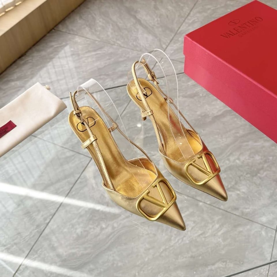 Valentino Vlogo Signature Slingback Pump In Gold view 4