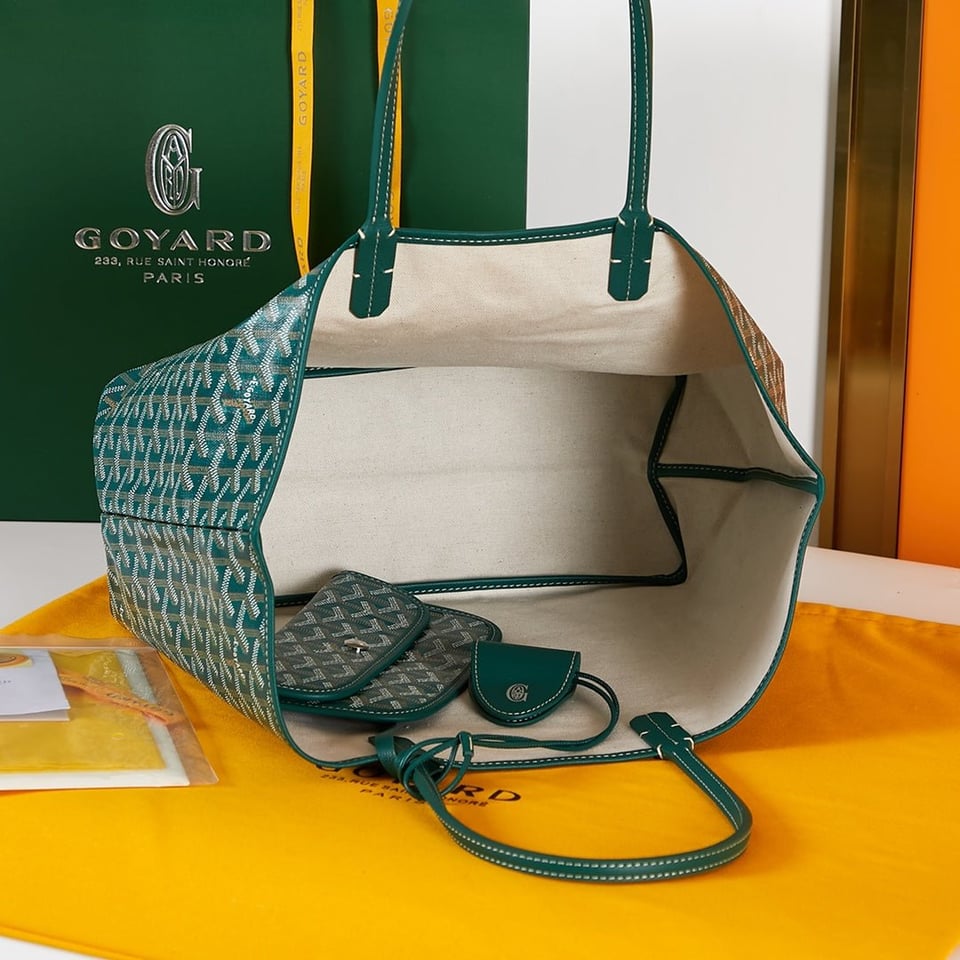 Goyard Saint Louis Pm 34Cm Green Canvas Chevroches Calfskin view 7