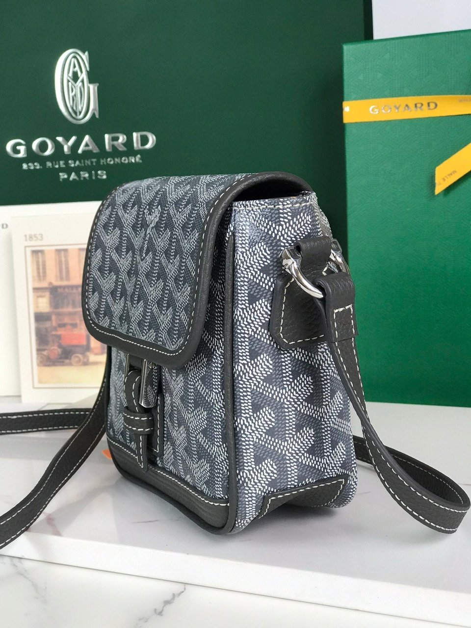 Goyard Grand Bleu 16 Cm Gray Goyardine Canvas And Lambskin view 9