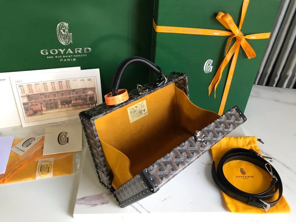 Goyard Grand Hôtel Trunk Bag 24.5cm Black Goyardine Canvas And Calfskin view 9
