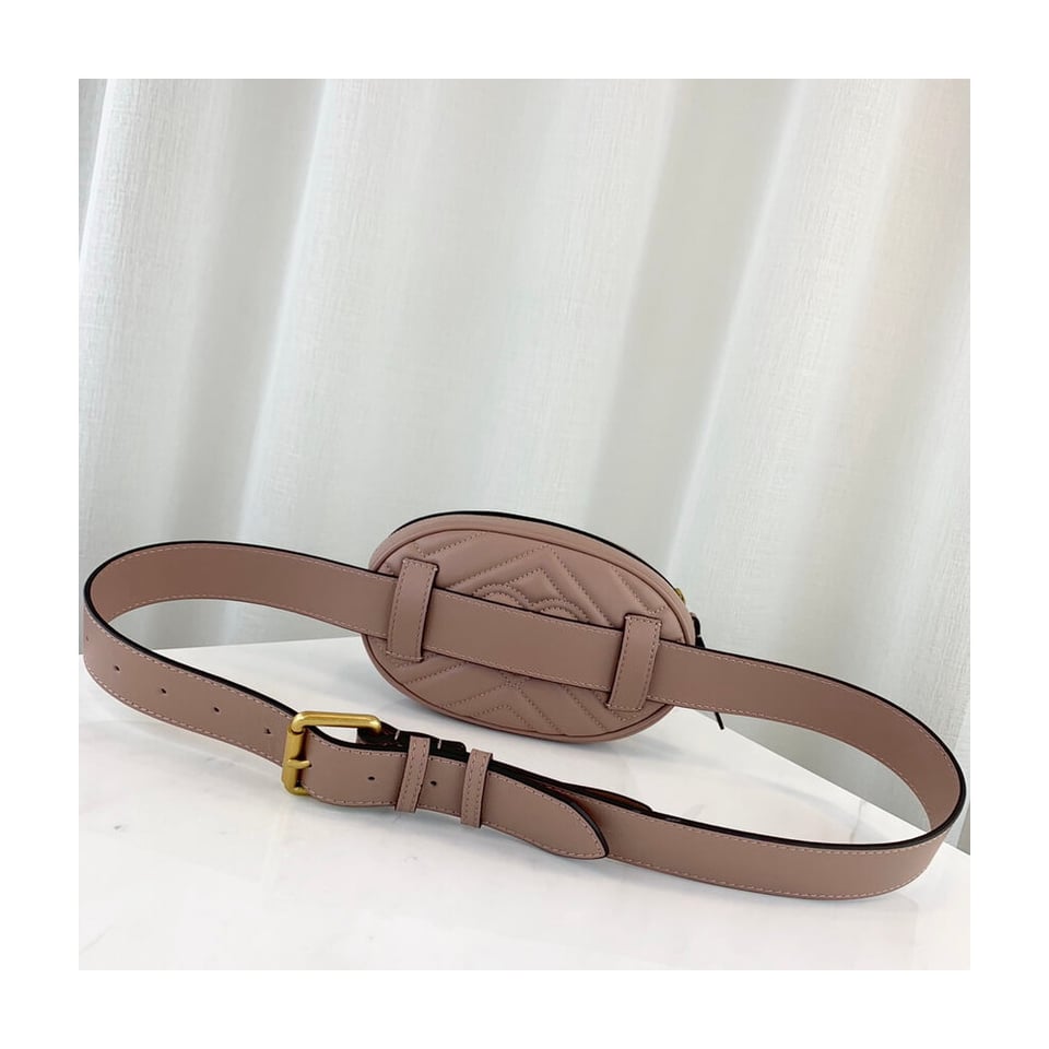 Gucci GG Marmont Matelasse Leather Belt Bag Nude Pink view 5