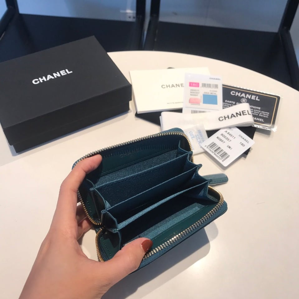 Chanel Zipped Caviar Purse 11 Ocean Calfskin Gold Icon view 8