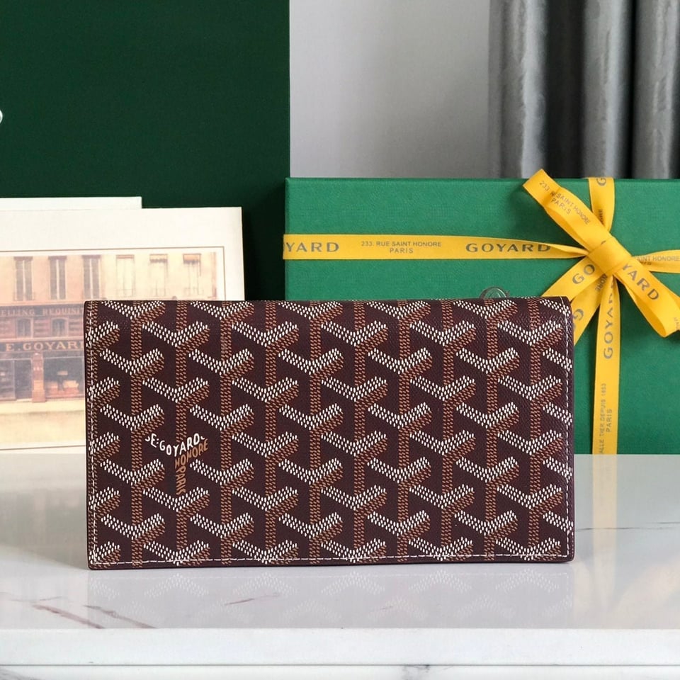 Goyard Richelieu Wallet 19 Cm Wine Red Goyardine Canvas view 2