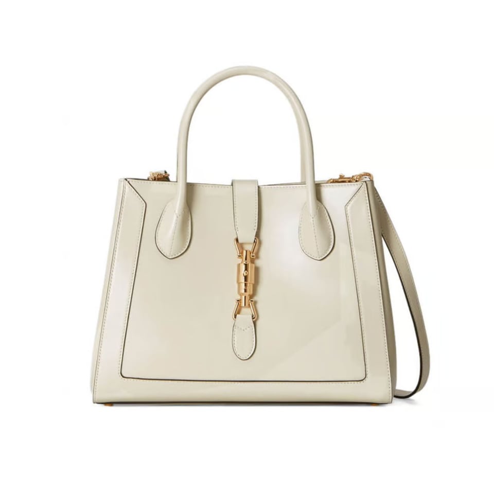 Gucci Jackie 1961 Medium Tote Bag in White Leather 30cm