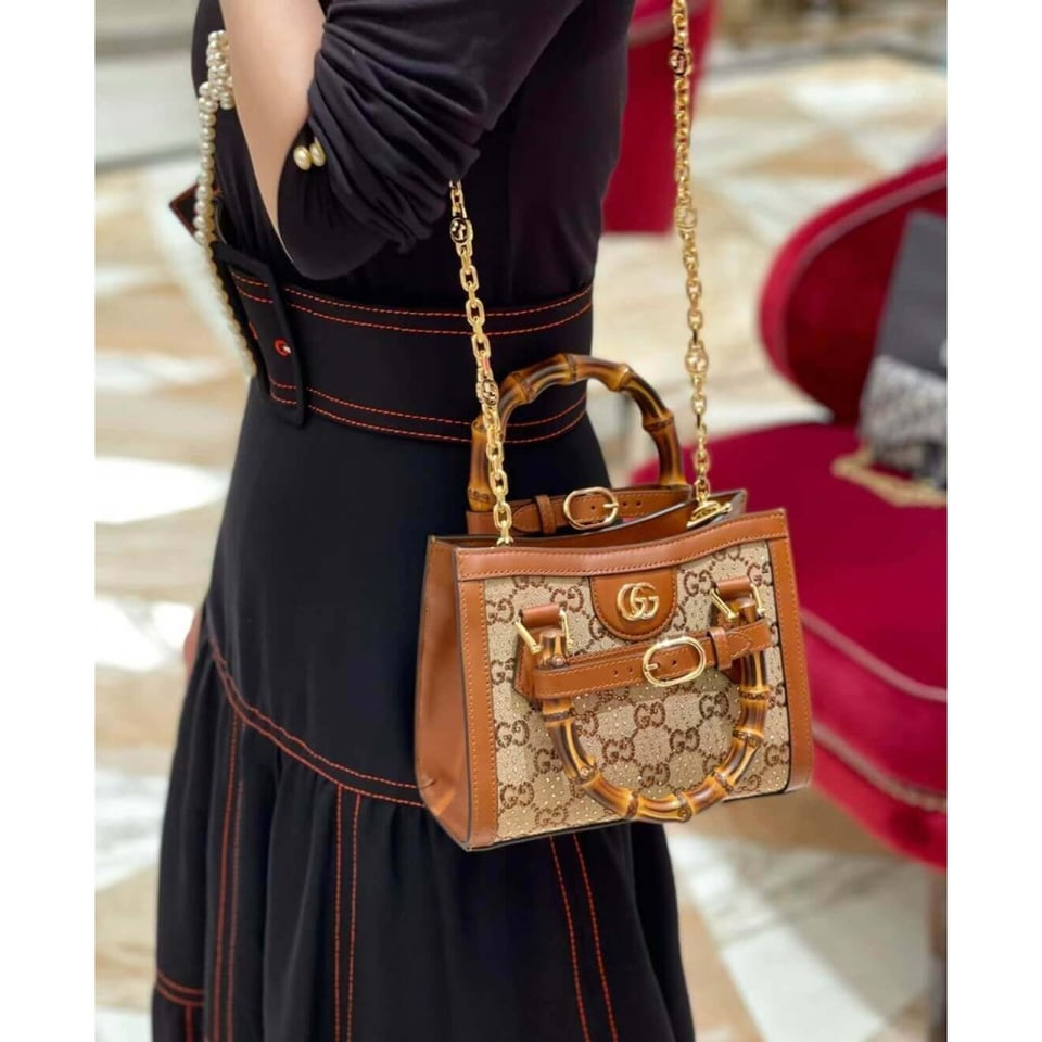 Gucci Diana Crystals Mini Tote Bag view 4