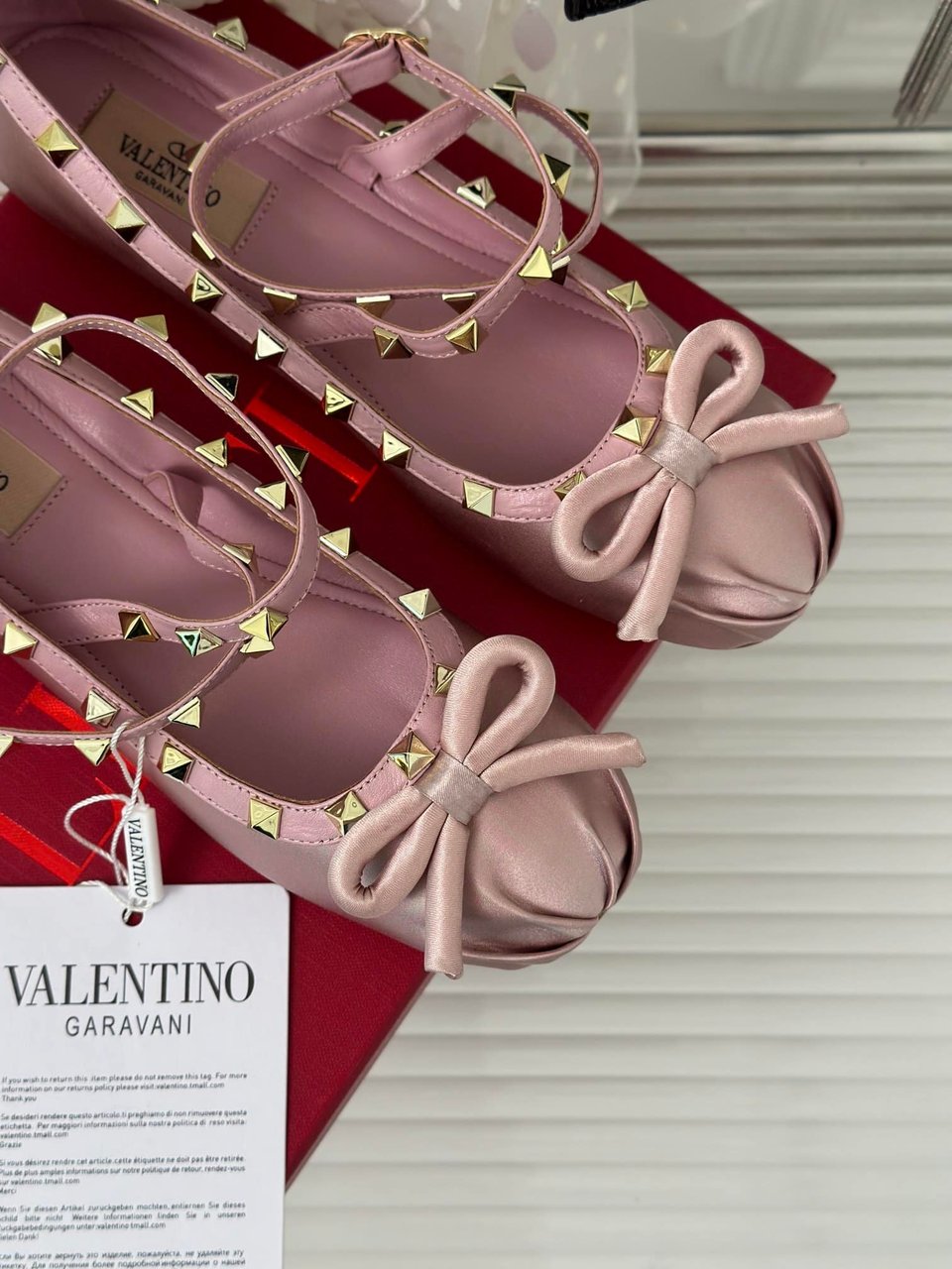 Valentino Garavani Rockstud Satin Ballerina Water Lilac 3W2S0Hb6Swh 6E0 view 5