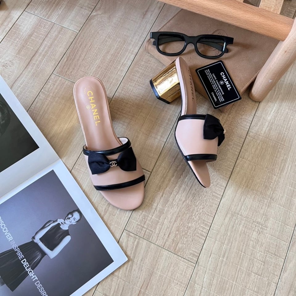Chanel Grosgrain Ribbon Bow Mule Leather Pink view 7