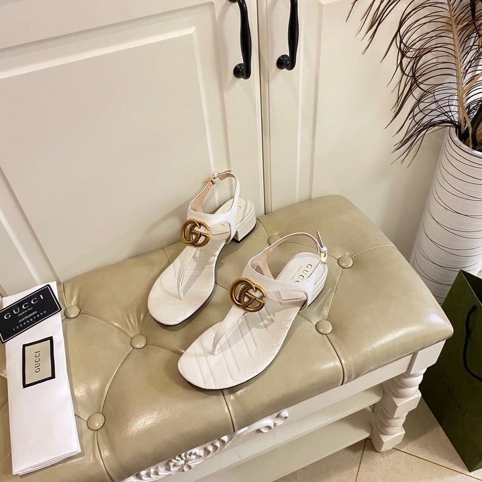Gucci Double G Sandal Leather White 674840 Bko00 9022 view 7
