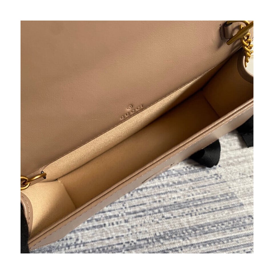 Gucci GG Marmont Mini Bag In Nude Pink Leather view 11