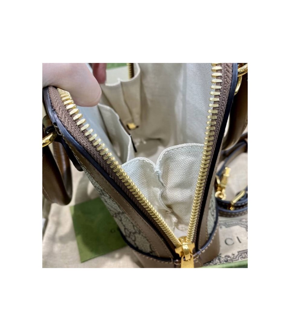 Gucci Horsebit 1955 Mini Top Handle Bag In Brown GG Supreme Canvas 20cm/ 7.9in view 15