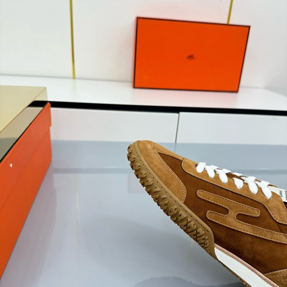 Hermes Jet Sneakers Brun Amourette / Miel Color Goatskin H242925ZHWT410 view 7
