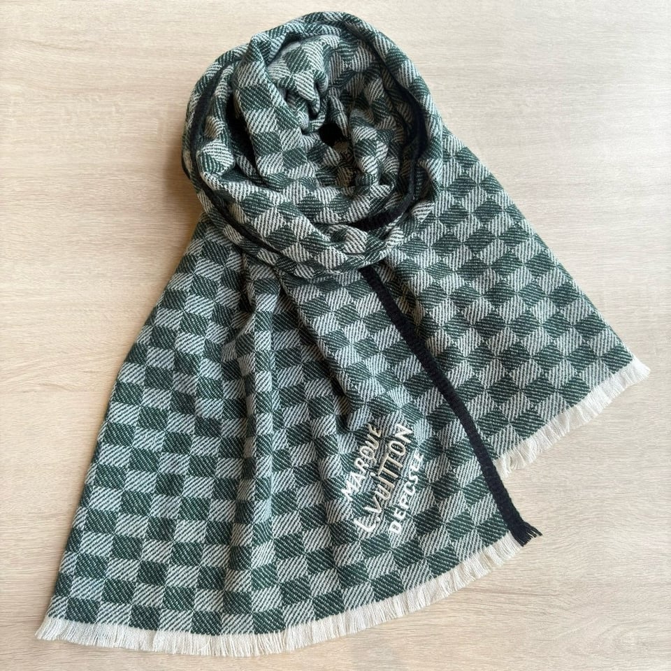 Louis Vuitton Damier Checkered Scarf Green For Women 190cm view 6
