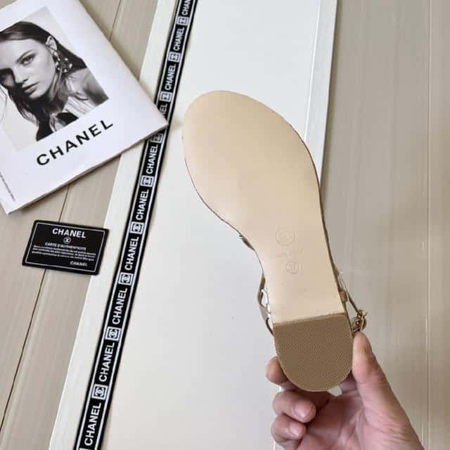 Chanel Gold Quilted Leather With White Camellia Cc Logo Bow Thong Sandals view 6