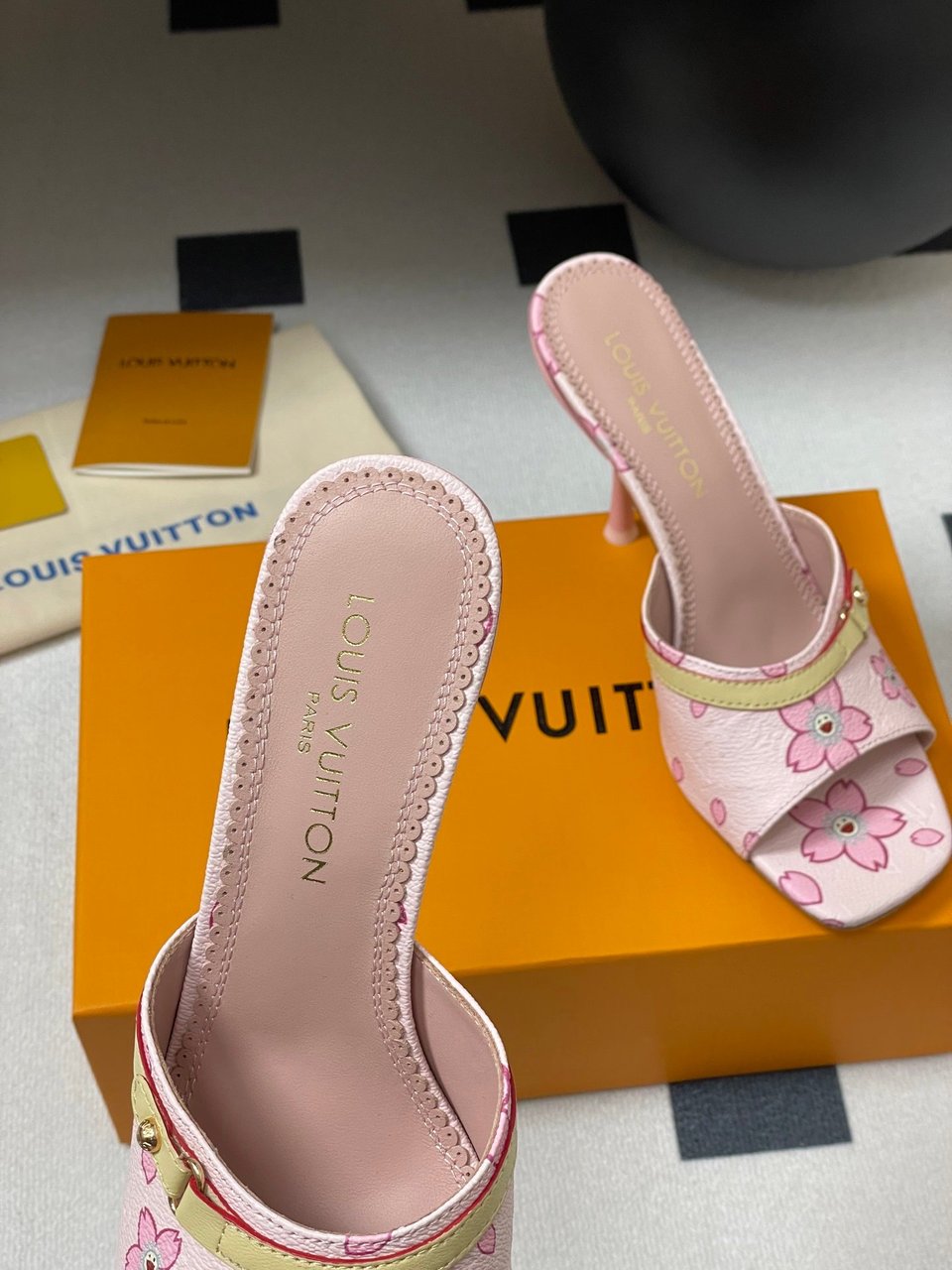 Louis Vuitton x Takashi Murakami Cherry Blossom Mule Pink Monogram Canvas view 3
