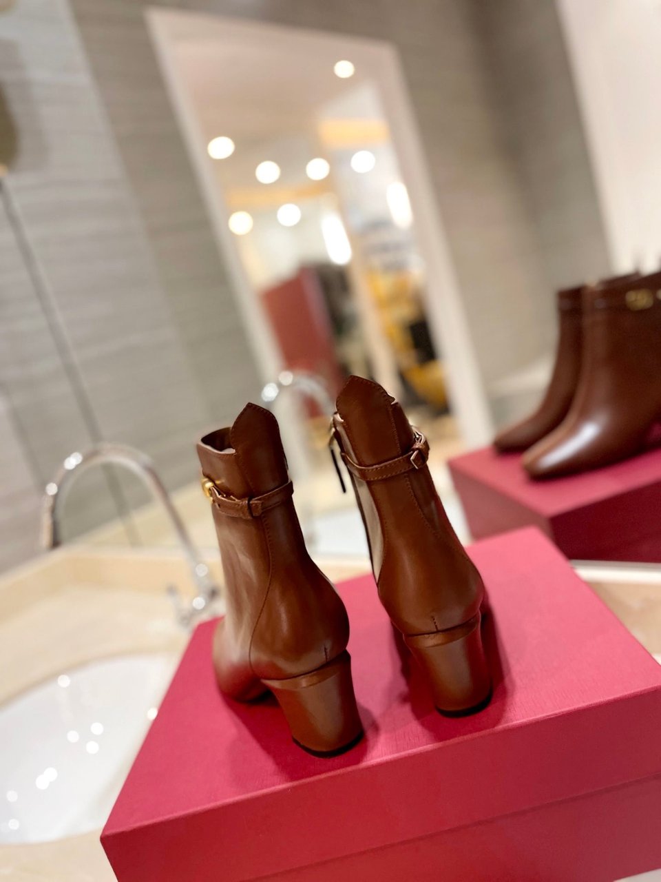 Valentino Garavani Tan Go Ankle Boot In Calfskin Leather Brown view 9