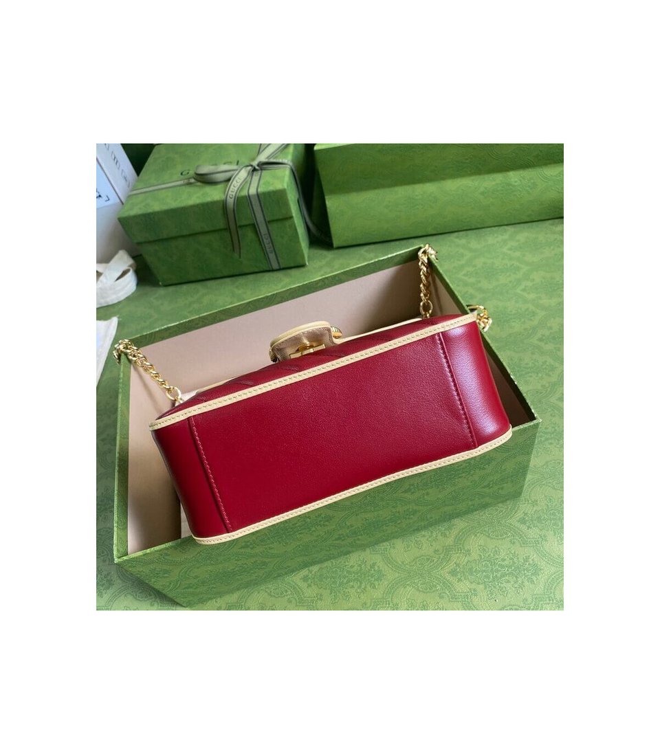 Gucci GG Marmont Mini Bag Blue and Red Leather view 6
