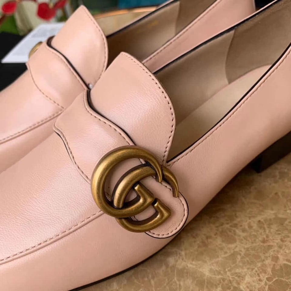 Gucci Wmns Leather Loafers Moccasins Double G Pink 602496 C9D00 5909 view 4