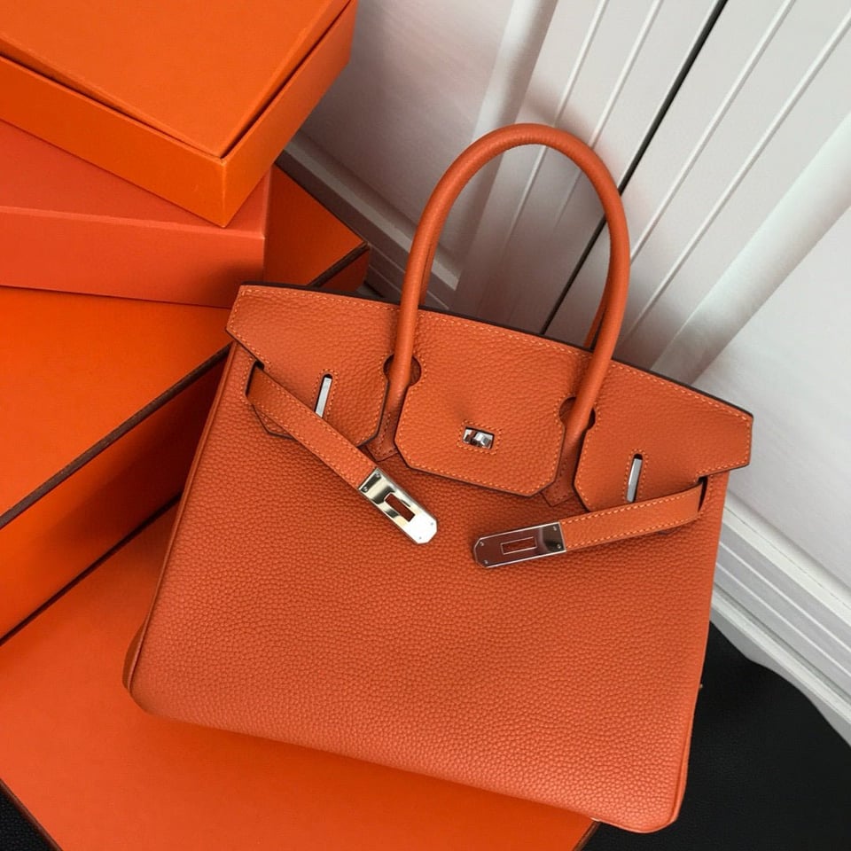 Hermes Birkin Orange Togo Leather Silver Hardware view 2