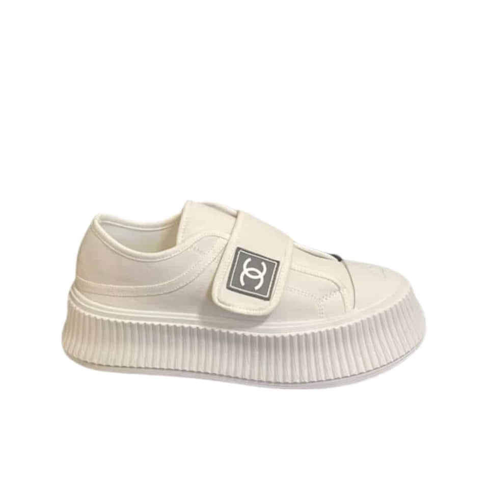 Chanel Cc Cap Toe Slipon Sneaker All White view 2