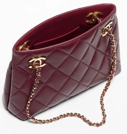 Chanel Mini Shopping Bag Sheepskin &amp; Gold-plated Metal 25cm/9.8in Dark Red Wine AS6248 view 5