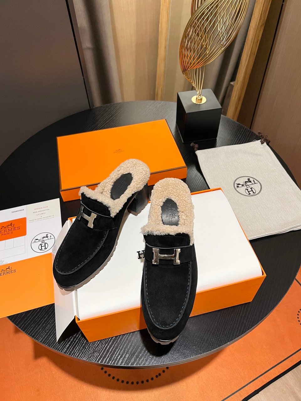 Hermes Flore 60 Mule Black view 5