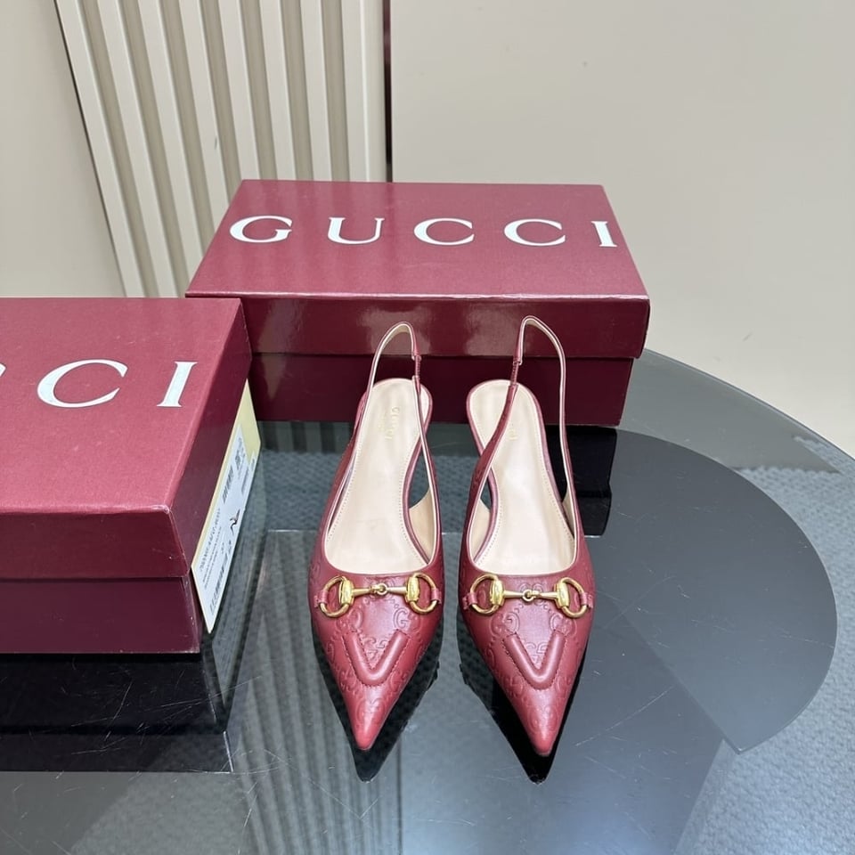Gucci Women’S Horsebit Slingback Pump Gg Leather Rosso Ancora Red view 3