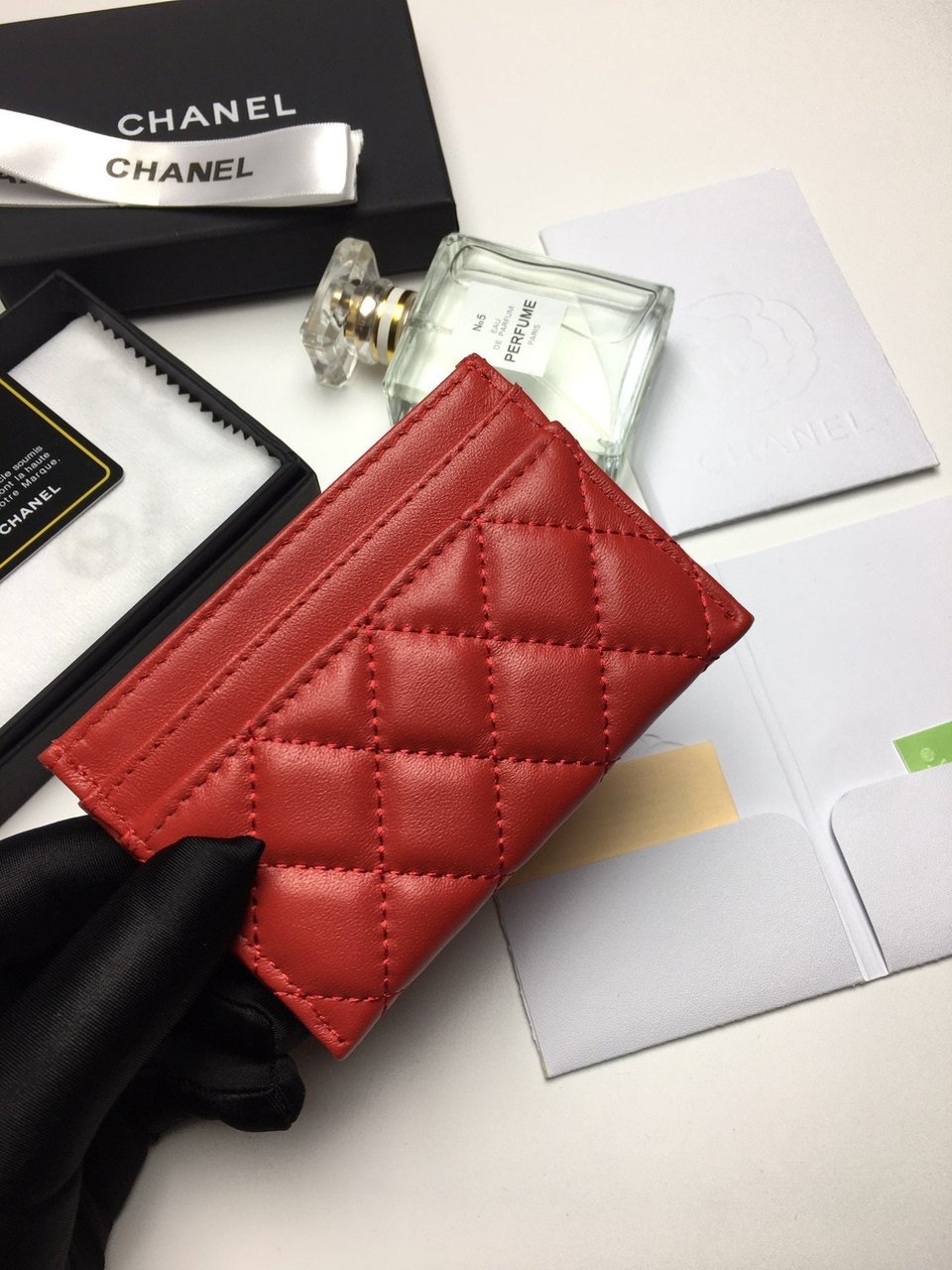 Chanel Boy Card Holder 11.2 Red Calfskin Gold Icon view 6