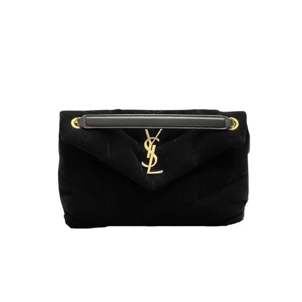 Saint Laurent Lou Puffer Toy Bag In Quilted Black