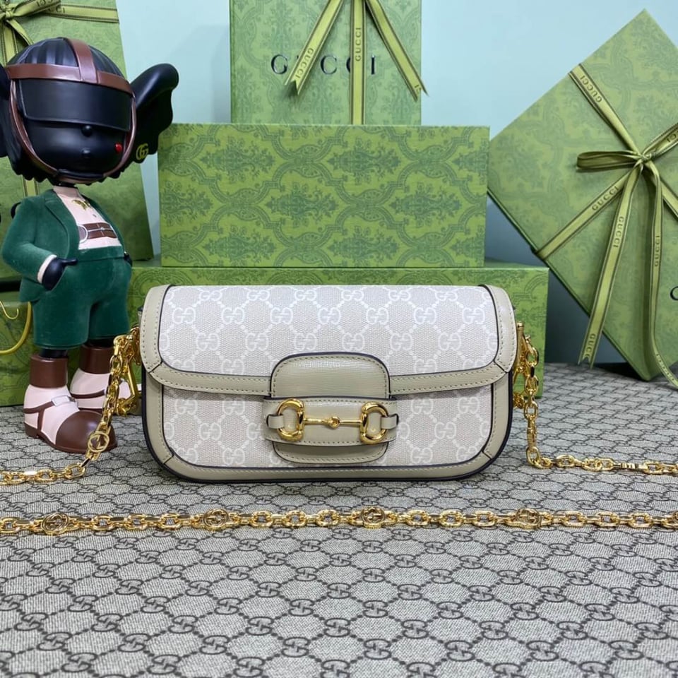 Gucci Horsebit 1955 GG Supreme Canvas Should Bag Oatmeal view 6
