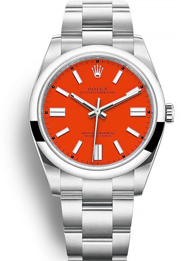 Rolex Oyster Perpetual Lady 36mm Coral Red Dial 126000 view 2