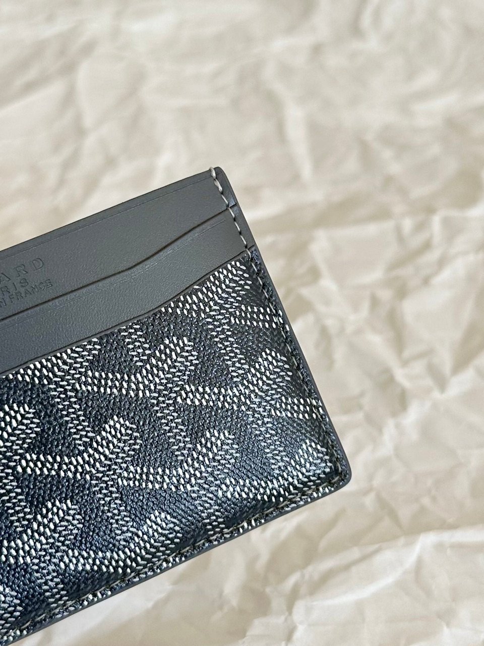 Goyard Saint-Sulpice Card Wallet 10 Cm Grey Black Goyardine Canvas And Calfskin view 3