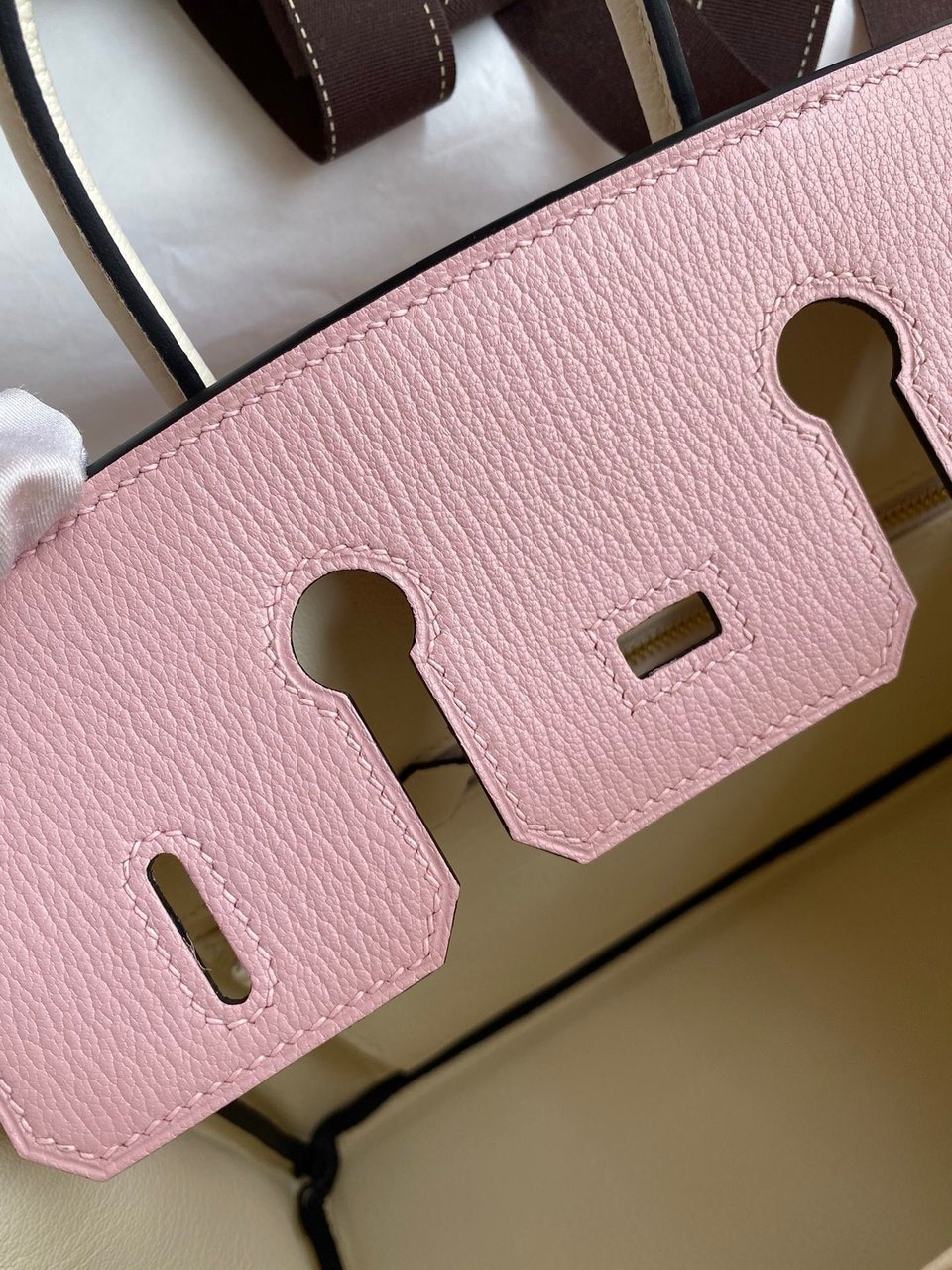 Hermes Birkin 25Cm Light Pink Chevero Mysore Leather Gold Hardware view 3