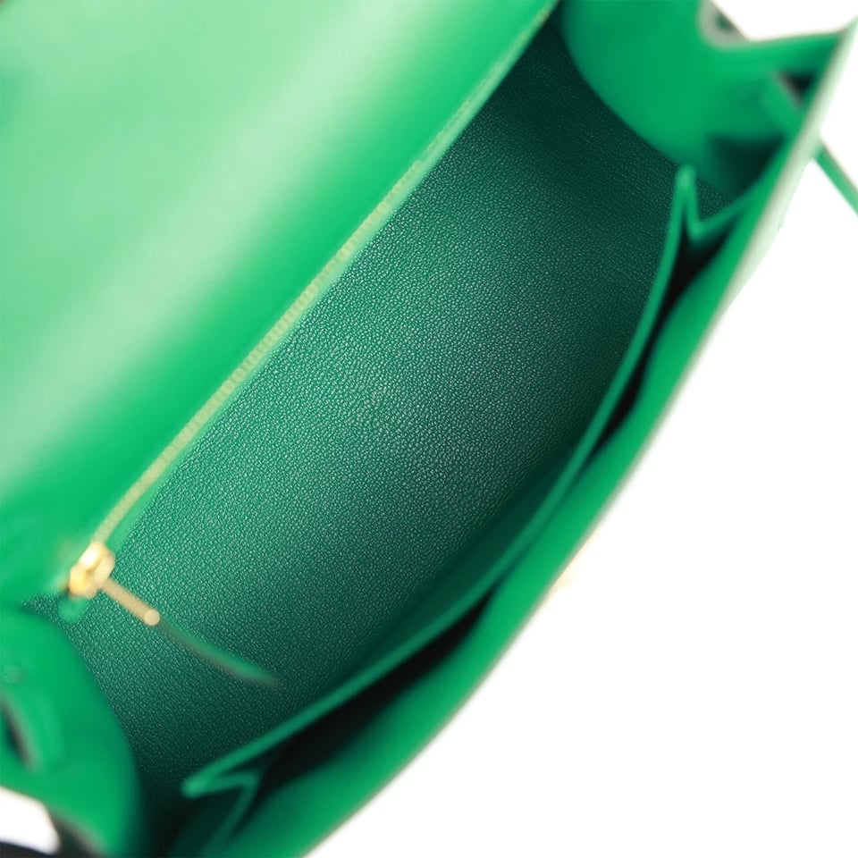 Hermes Kelly 25 Bag In Vert Vertigo Epsom Leather For Women 25cm/10in view 5
