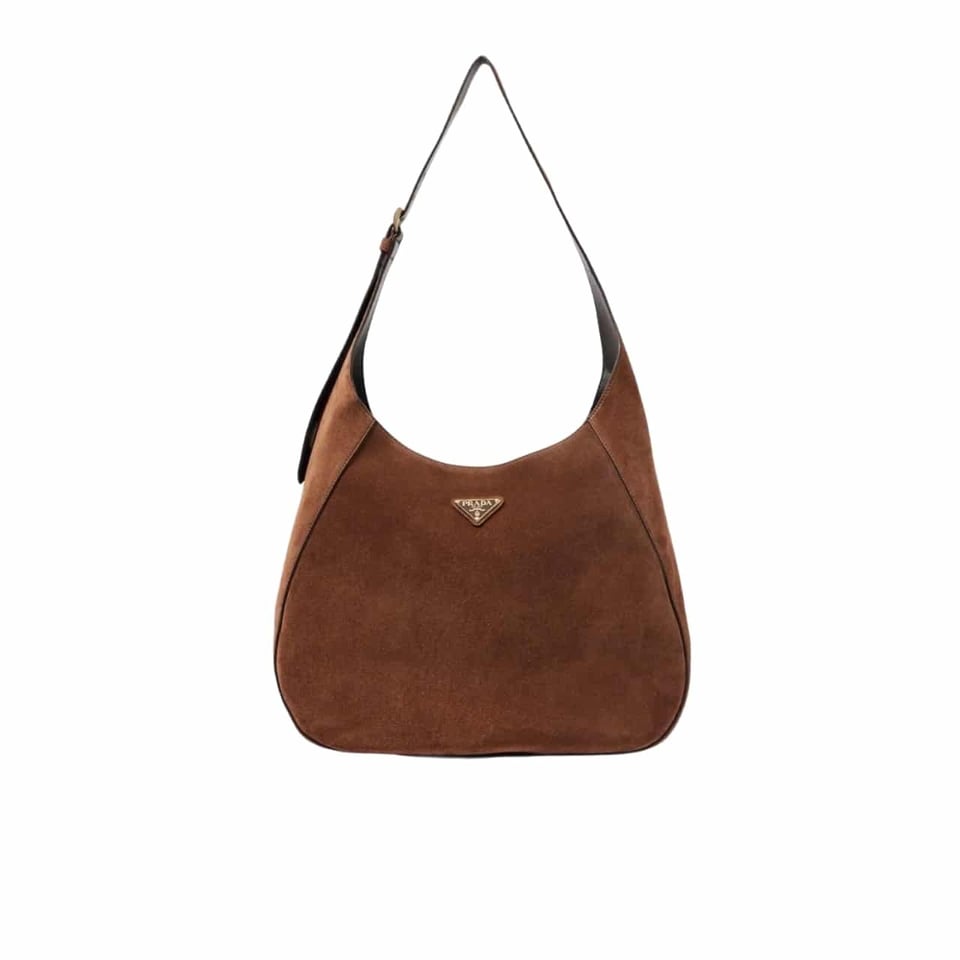 Prada Large Suede Shoulder Bag Cocoa Brown 34Cm view 2