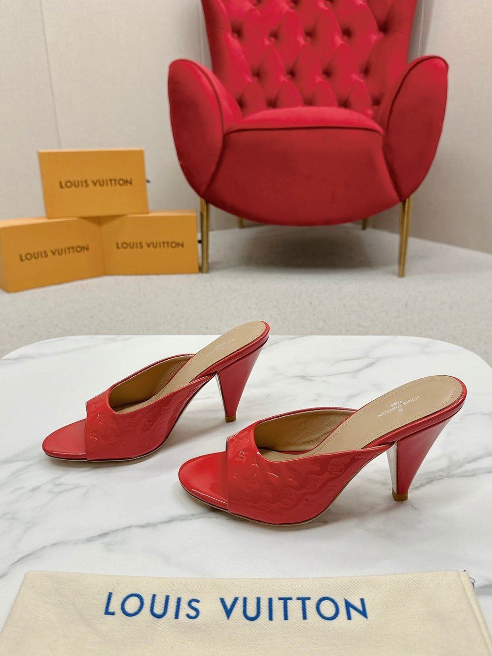 Louis Vuitton Super Mule Sandals Red 1Acj4M view 5
