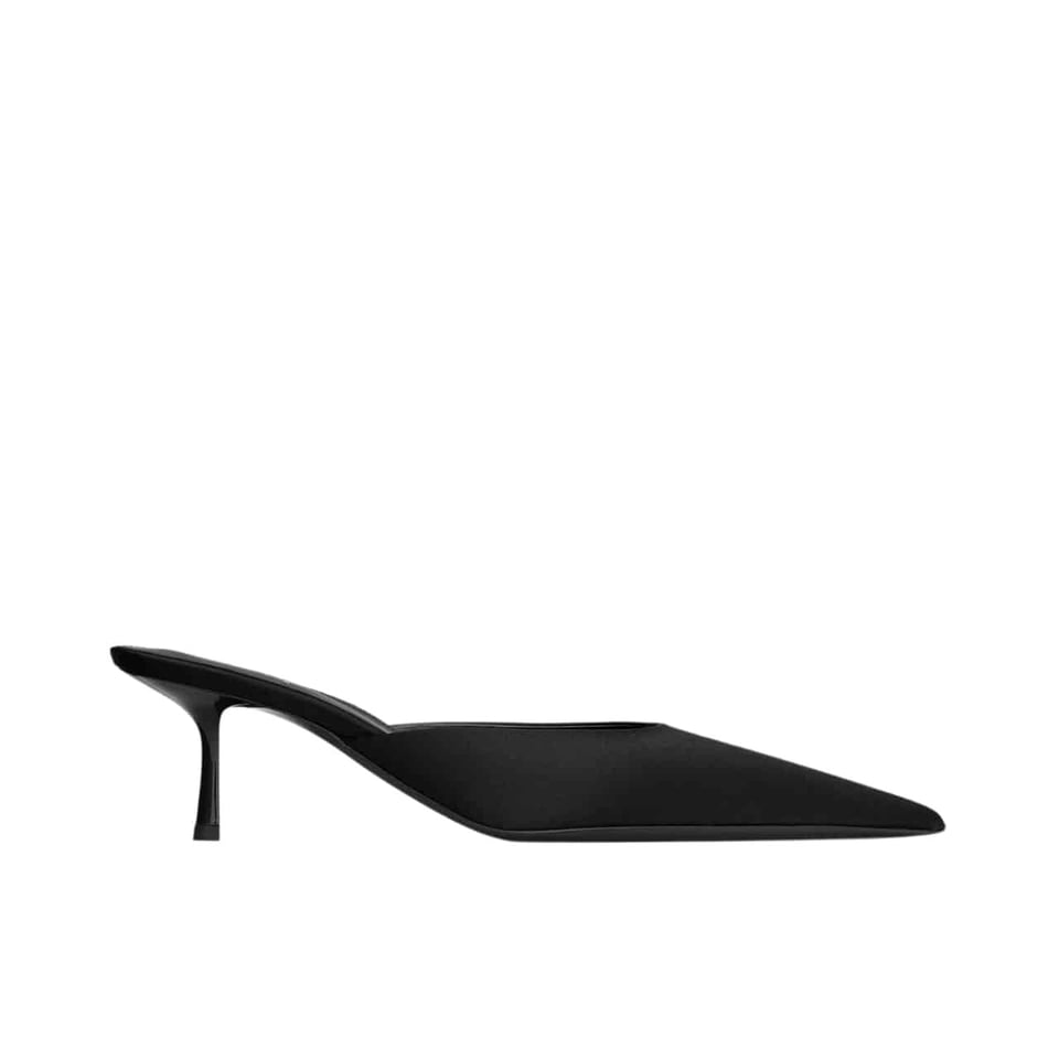Saint Laurent Barbara Mules Satin In Black 7869079Qn001000 view 2