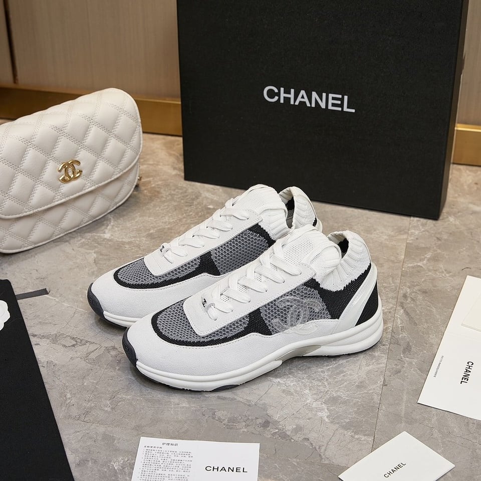 Chanel Cruise Sock Sneakers White Black view 9