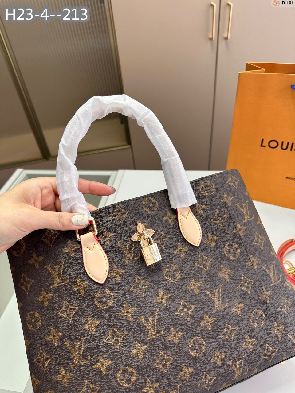Louis Vuitton Flower Tote Bag 34Cm Brown With Line Beige M43551 view 10