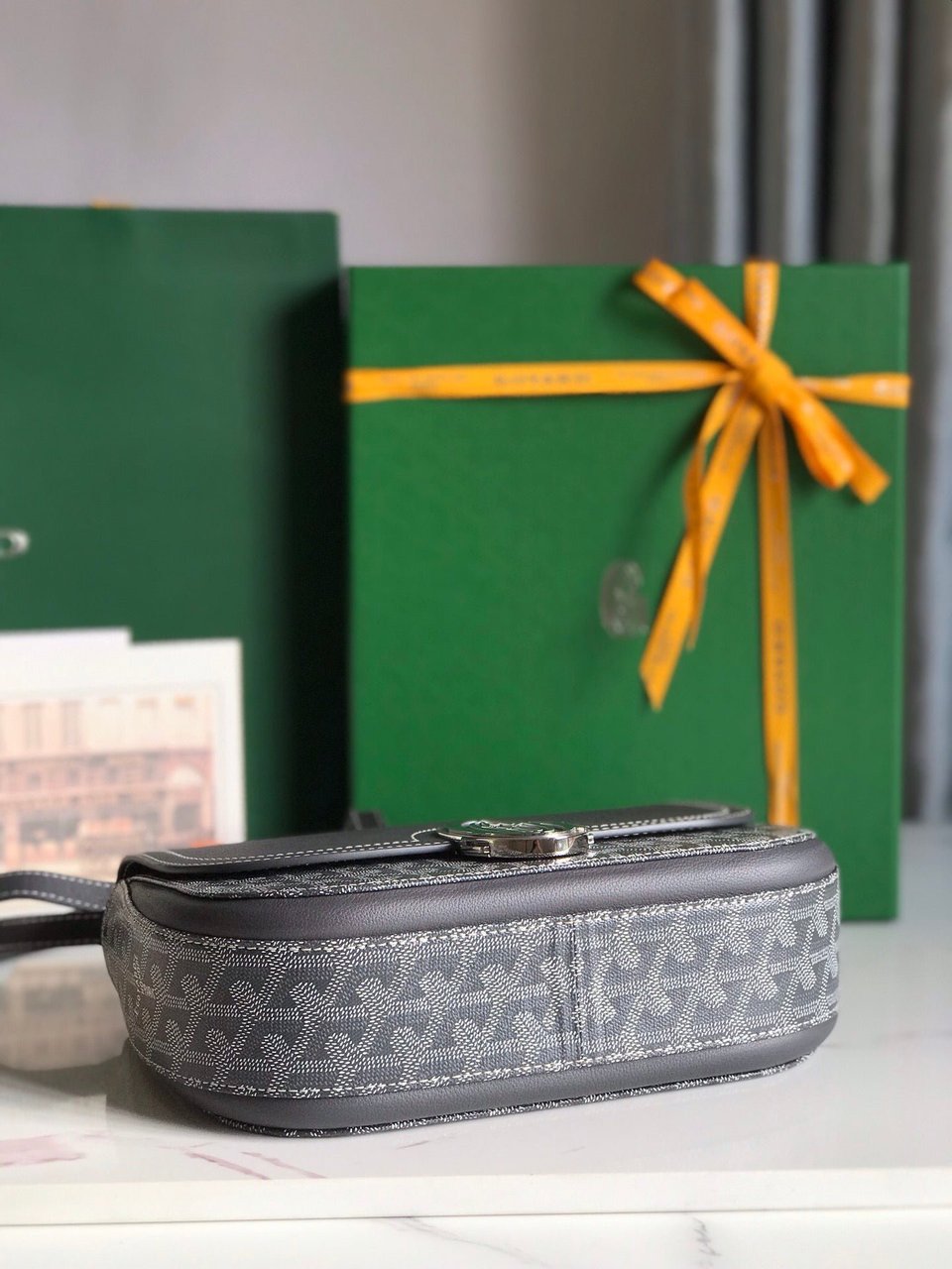 Goyard 233 Bag 25 Cm Gray Calfskin And Goyardine Canvas 25cm view 6