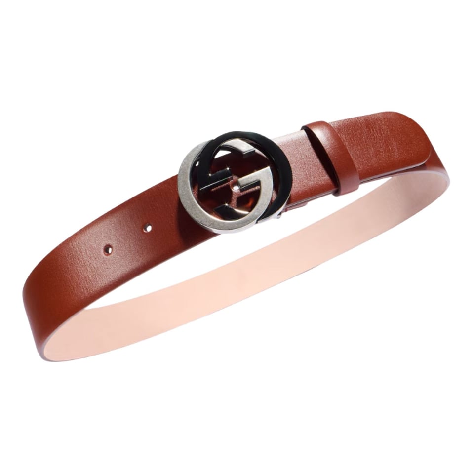 Gucci Wide Belt With Interlocking G Buckle Russet Leather 874733 CVE0X 2240 view 2