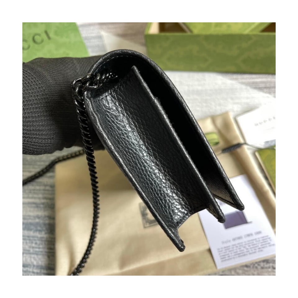 Gucci Textured Leather GG Marmont Mini Chain Bag 497985 view 6
