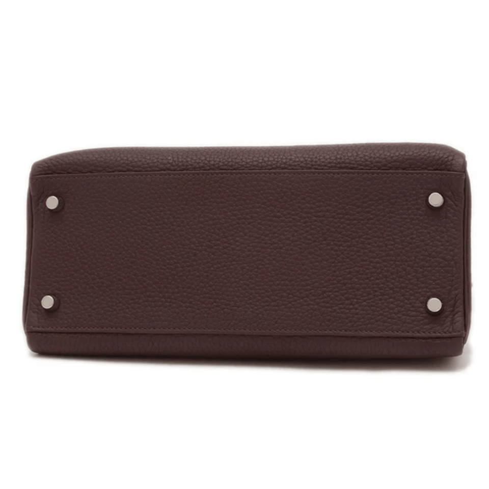 Hermes Kelly 28 Bag In Chocolate Brown Leather For Women 28cm/11in view 8