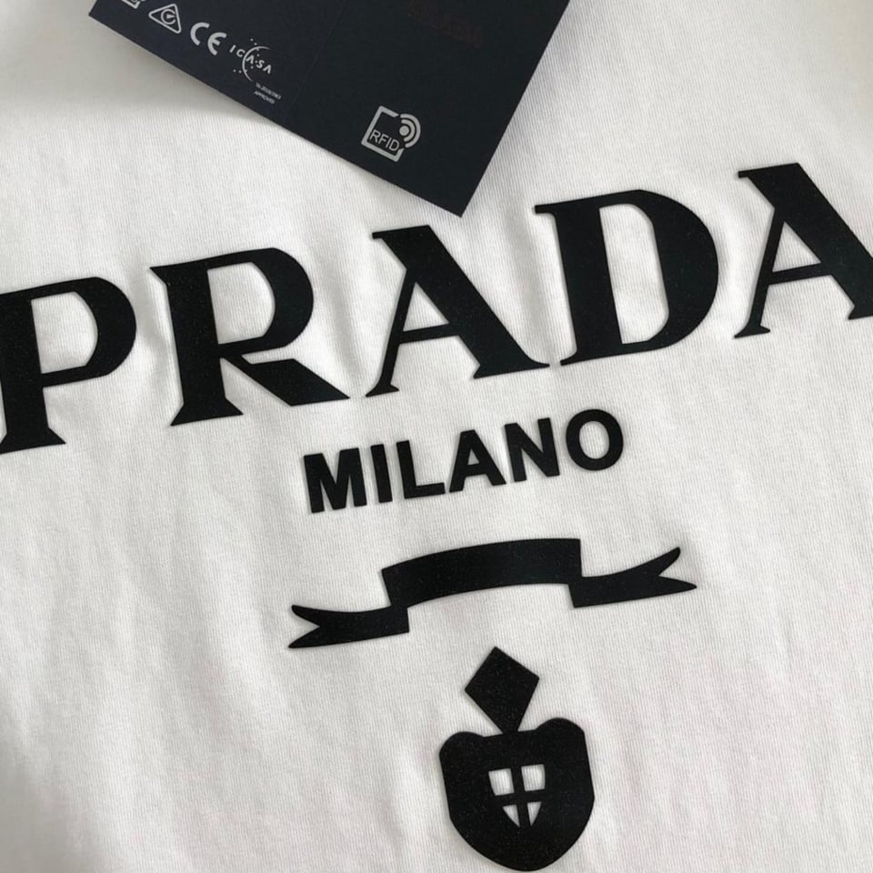 Prada Milano White Black Logo. view 7
