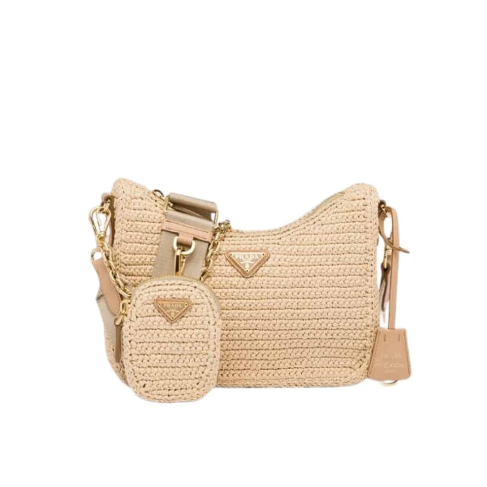 Prada Re-Edition 2005 Raffia Bag Tan view 2
