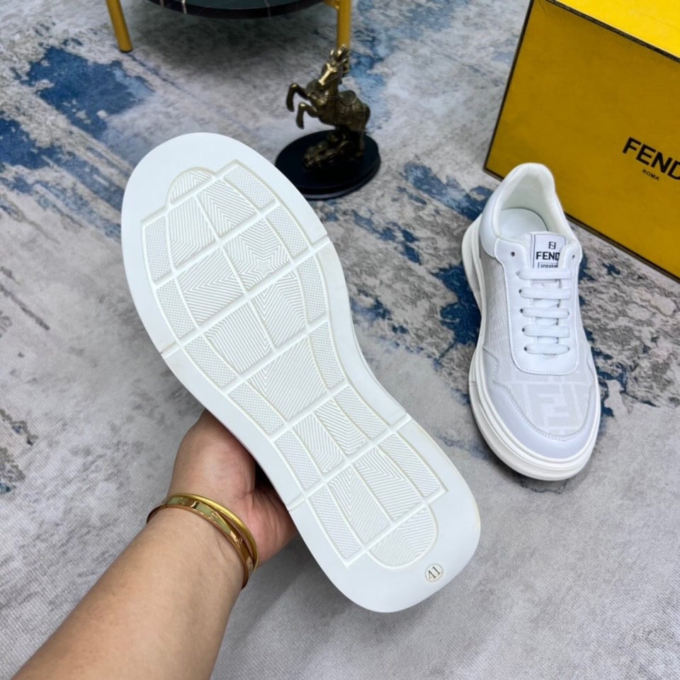 Fendi Ff Motif Low Top Sneakers White view 6