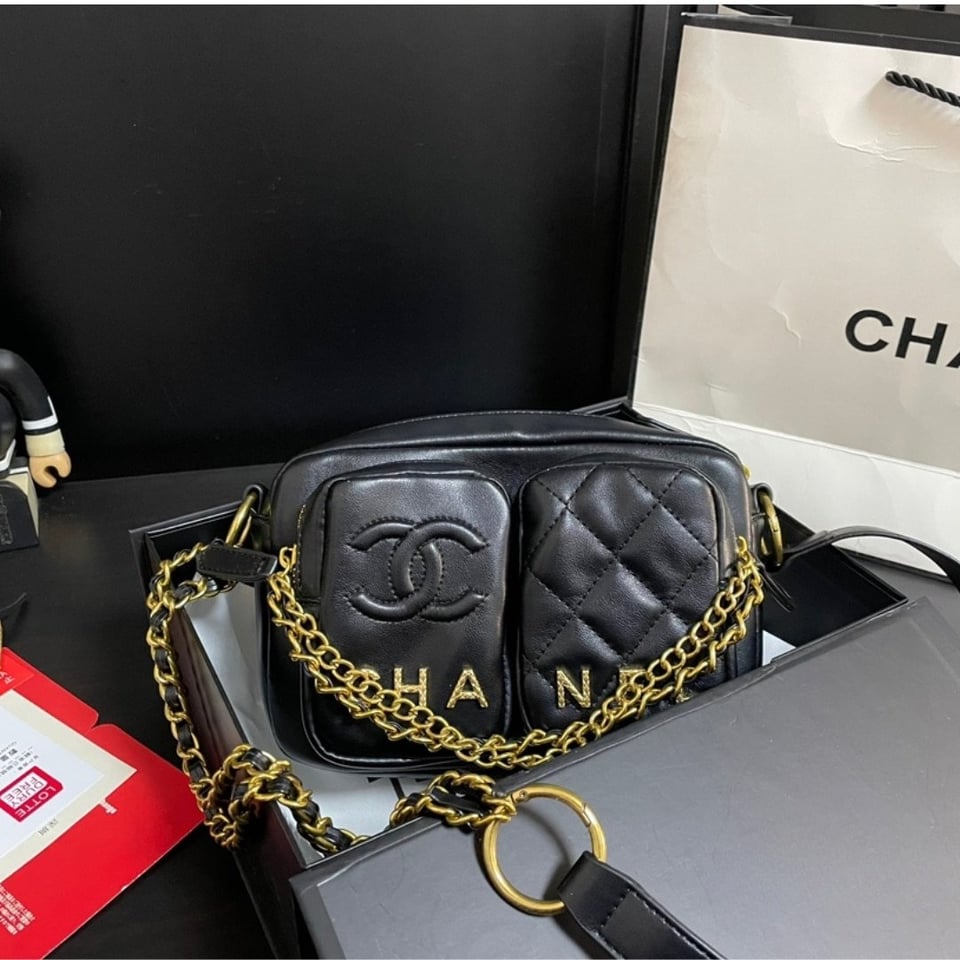 Chanel Quilted Small Camera Case Calfskin Black 22Cm/8.7in view 9