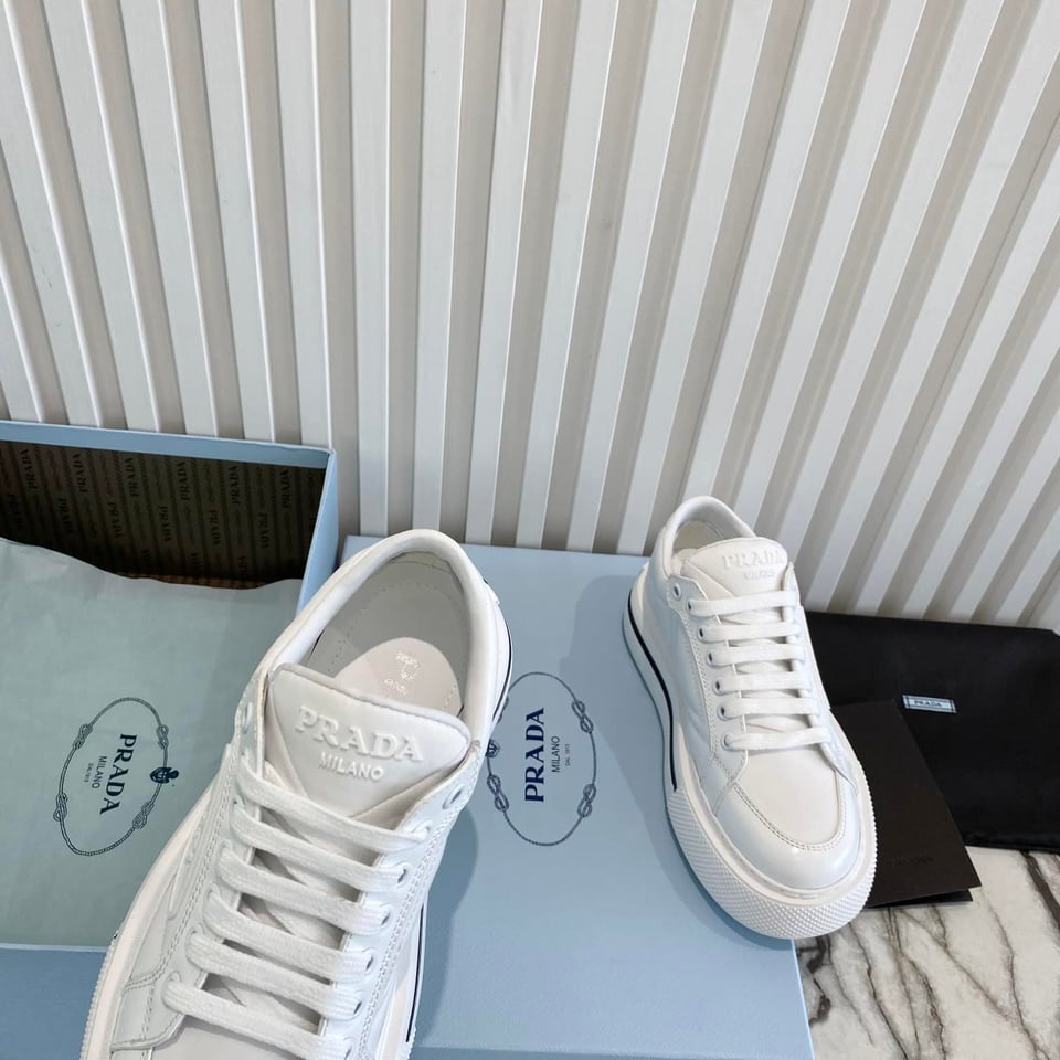 Prada Macro Re-Nylon And Brushed Leather Sneakers White 2Eg3763Lf5F0009 view 3
