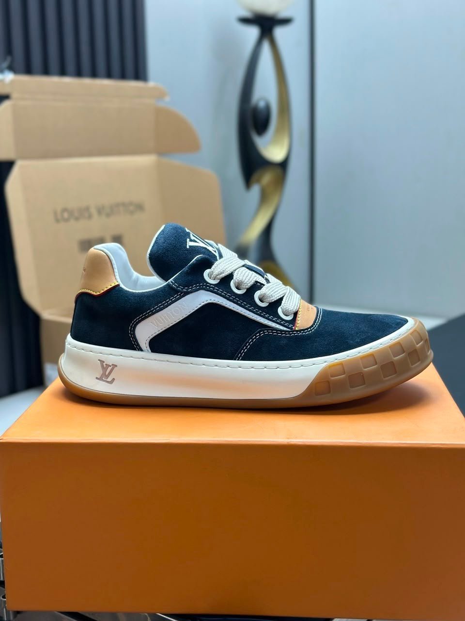 Louis Vuitton Tilted Sneakers Navy Blue The Underside Of Calfskin 1AJ749 view 7