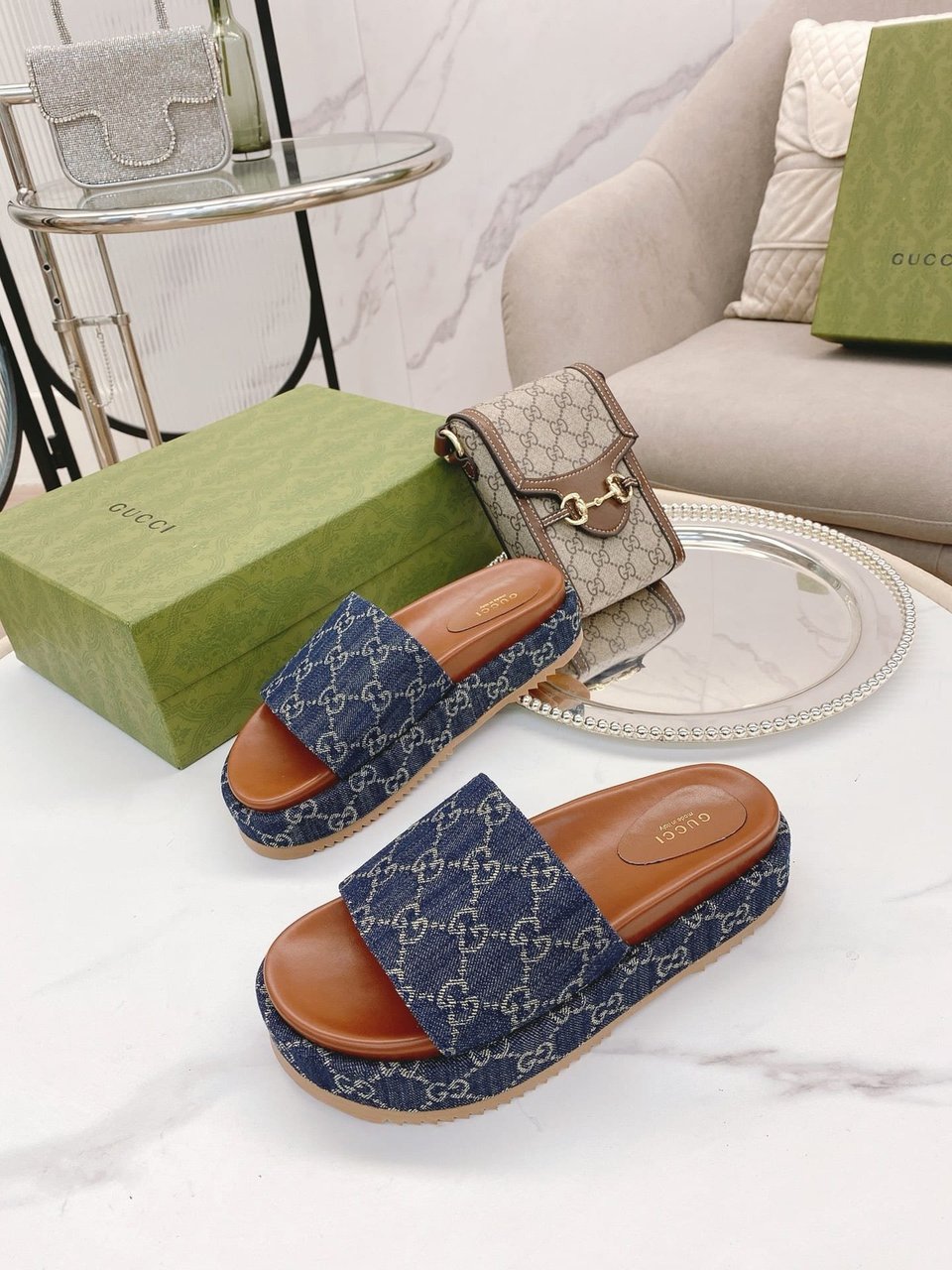 Gucci Women’S Platform Slide Sandal Blue ?623212 2Kq00 4402 view 7